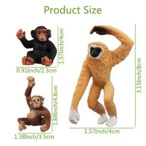 Toymany 14PCS Monkeys Gorillas Figurines Playset, Plastic Jungle Animals Monkey Toy Set Included Chimpanzee Mandrill Gibbons, Cake Toppers Christmas Birthday for Kids Todllers