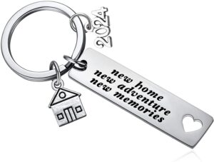 2024 new home new adventures new memories keychain housewarming gift for new homeowners new house keyring moving in together first home key chain