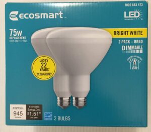 ecosmart 75-watt equivalent br40 dimmable energy star led light bulb bright white (2-pack) new model