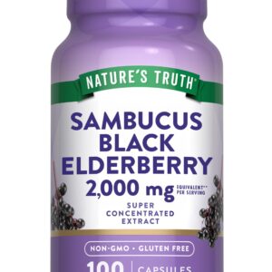 Nature's Truth Black Elderberry Capsules | 100 Count | Super Concentrated Sambucus Extract | Non-GMO and Gluten Free Supplement