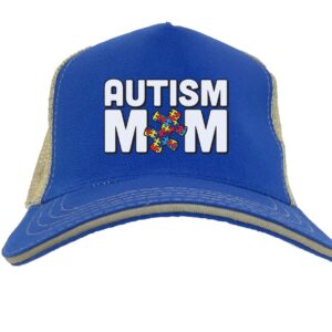 Haase Unlimited Autism Mom - Raise Awareness Twill Soft Mesh Trucker Hat (Royal Blue/Khaki)