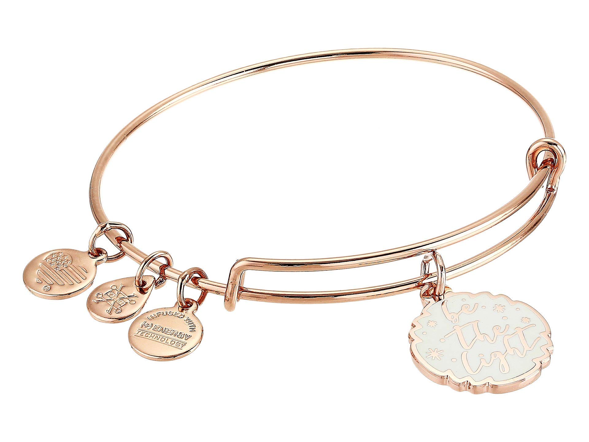 Alex and Ani Mantras + Inspirational Expandable Bangle for Women, Be The Light Charm, Shiny Rose Gold Finish, 2 to 3.5 in, One Size (A19EBLIGHTSR)