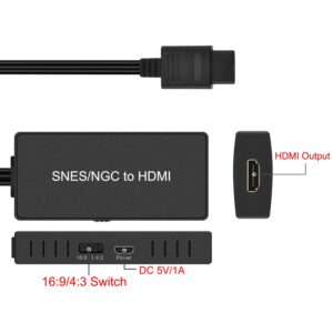 HDMI Converter for SNES & SFC/NGC Console,SNES to HDMI Converter,Support HDMI 4:3/16:9 Switch can be Adjusted Support N64 /NGC/SNES