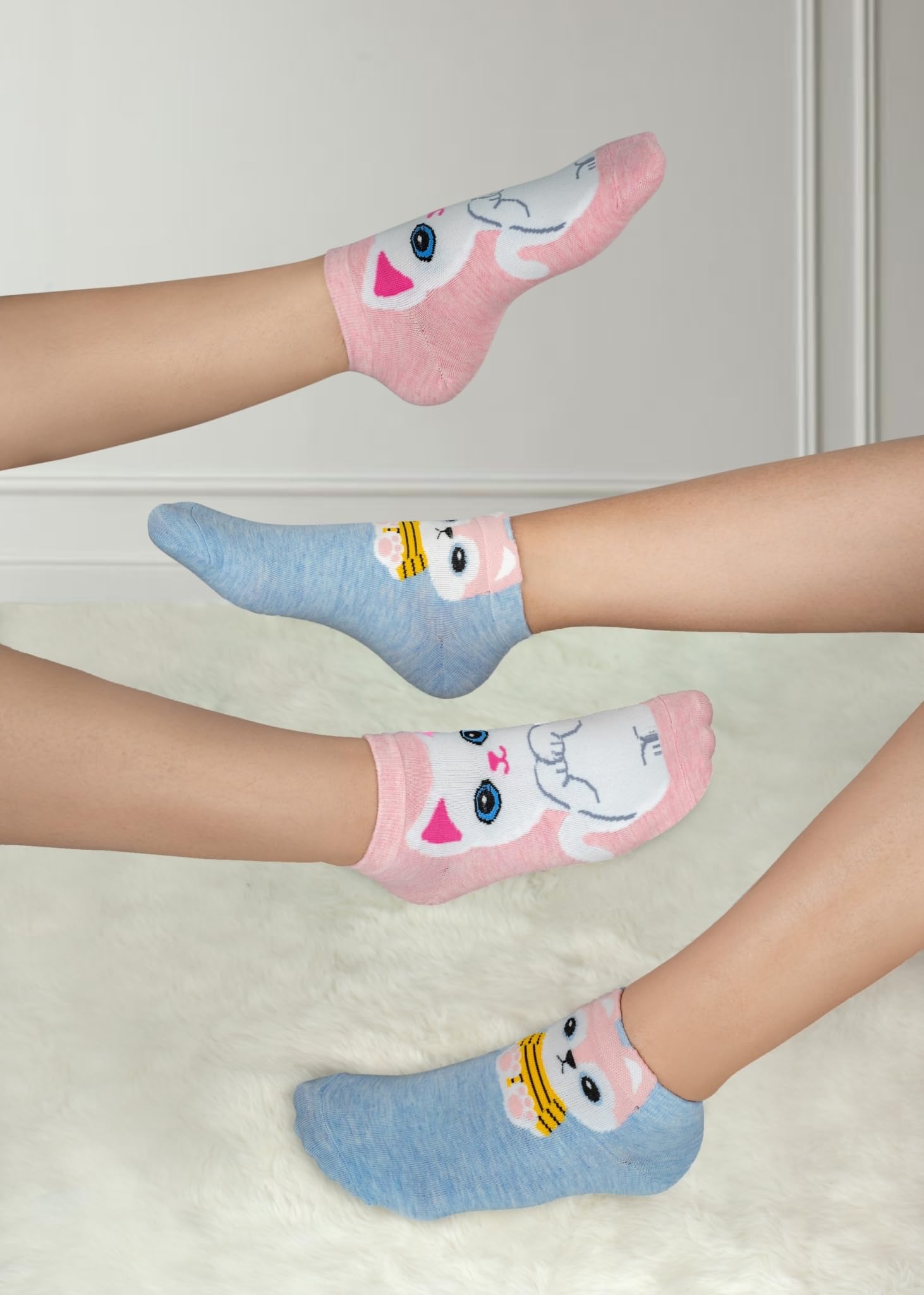 RATIVE Women's Ankle Fun Cute Socks for Cat Animals Lovers Funny Novelty Gifts (6-9, 10-pairs/all cats)