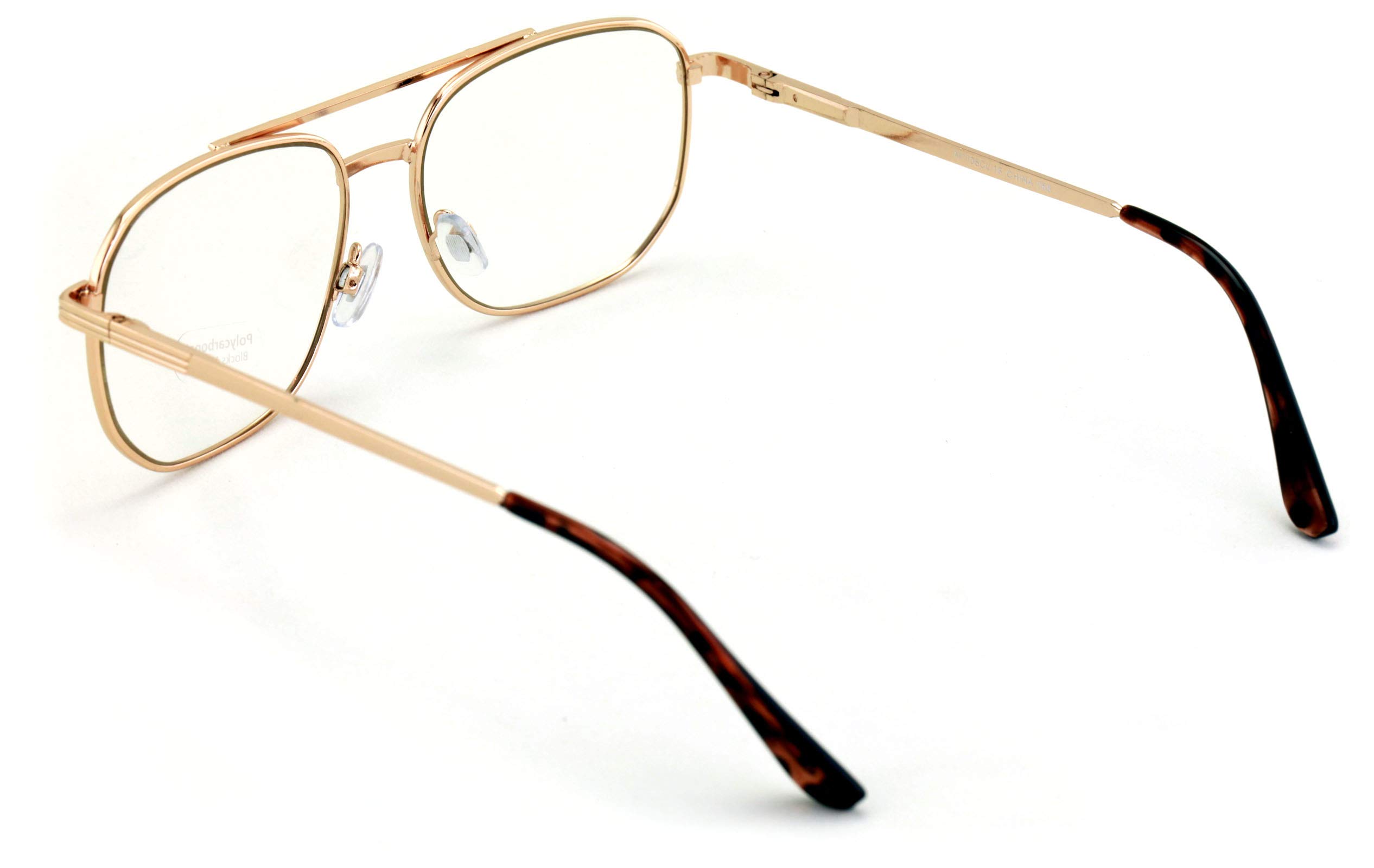 V.W.E. Metal Clear Len Glasses - Big Lens Spring Hinge Square Fashion Gold Gunmetal (Gold)