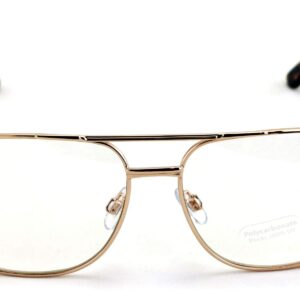 V.W.E. Metal Clear Len Glasses - Big Lens Spring Hinge Square Fashion Gold Gunmetal (Gold)