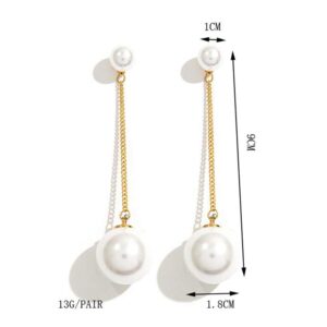 YERTTER Women Vintage Gold Pearl Statement Dangle Earrings Long Big Pearls Drop Earrings for Women