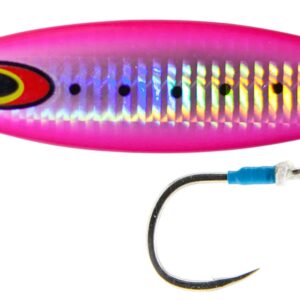 Nomad Design The Buffalo Flash Fall Slow Pitch Jig, with Super Strong and Sharp BKK Assist Hook, 180g - 6.25OZ, Silver Glow Stripe