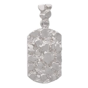 14k white gold dog tag nugget charm pendant