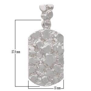 14k White Gold Dog Tag Nugget Charm Pendant