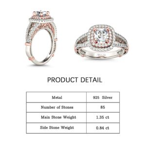 Jeulia Double Halo Cushion Cut Engagement Rings White Diamond Cubic Zirconia Wedding Rings CZ Solitaire Promise Rings with Jewelry Gift Box (8)