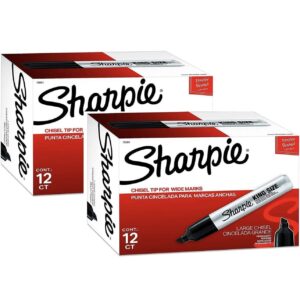 2 Pack 15001 Box of 12 King Size Chisel Tip Permanent Markers