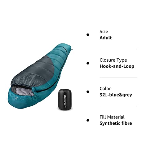 Bessport Mummy Sleeping Bag | 15-45 ℉ Extreme 3-4 Season Sleeping Bag for Adults Cold Weather– Warm and Washable, for Hiking Traveling & Outdoor Activities