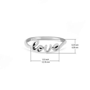 Boma Jewelry Sterling Silver Love Script Ring, Size 9