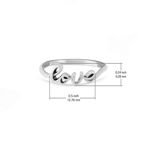 Boma Jewelry Sterling Silver Love Script Ring, Size 9