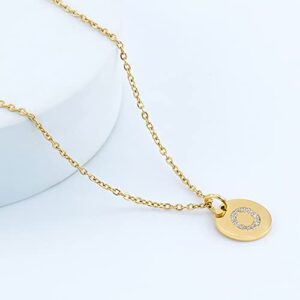 SANNYRA Initial Necklaces for Women, 18K 26 Capital O-Gold Plated Letter Necklace Disc Double Side Pendant, Dainty Adjustable Alphabet Pendant, Birthday Christmas Jewelry Gift for Her