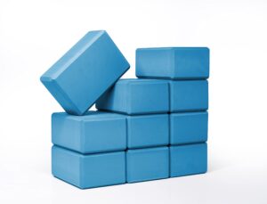 sunshine yoga 4" yoga block, 10 pack bulk eva foam yoga blocks, firm and supportive yoga brick for stretching and workout, balance foam for schools and studios, 4" x 6" x 9", oceanside