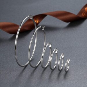 Sterling Silver Hoop Earrings 7 Sizes Options 2mm Tube High Polished Silver Hoops 15mm 20mm 25mm 30mm 40mm 50mm 60mm Hypoallergenic Jewelry (Silver 20mm)