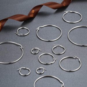 Sterling Silver Hoop Earrings 7 Sizes Options 2mm Tube High Polished Silver Hoops 15mm 20mm 25mm 30mm 40mm 50mm 60mm Hypoallergenic Jewelry (Silver 20mm)