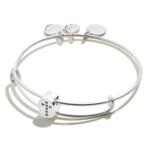 alex and ani path of symbols expandable bangle for women, pave cross charm bead, shiny silver finish, 2 to 3.5 in