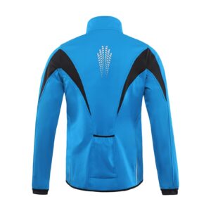 ARSUXEO Winter Warm UP Thermal Softshell Cycling Jacket Windproof Waterproof Bicycle Mountain Bike Clothes 15-K Light blue Size Medium