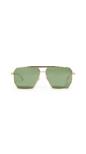 bottega veneta women's geometric navigator sunglasses, gold/gold/green, one size