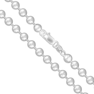 Sterling Silver Italian Ball Bead Chain 5mm 925 Italy New Dog Tag Bracelet 7"