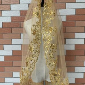 MioCloth Gold Veil Comb Wedding Cathedral Wedding Bride Cape Halloween Veil Costume Veil