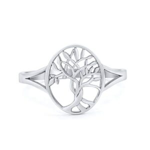 Blue Apple Co. Tree Of Life Ring Oval Split Shank 925 Sterling Silver Size-10