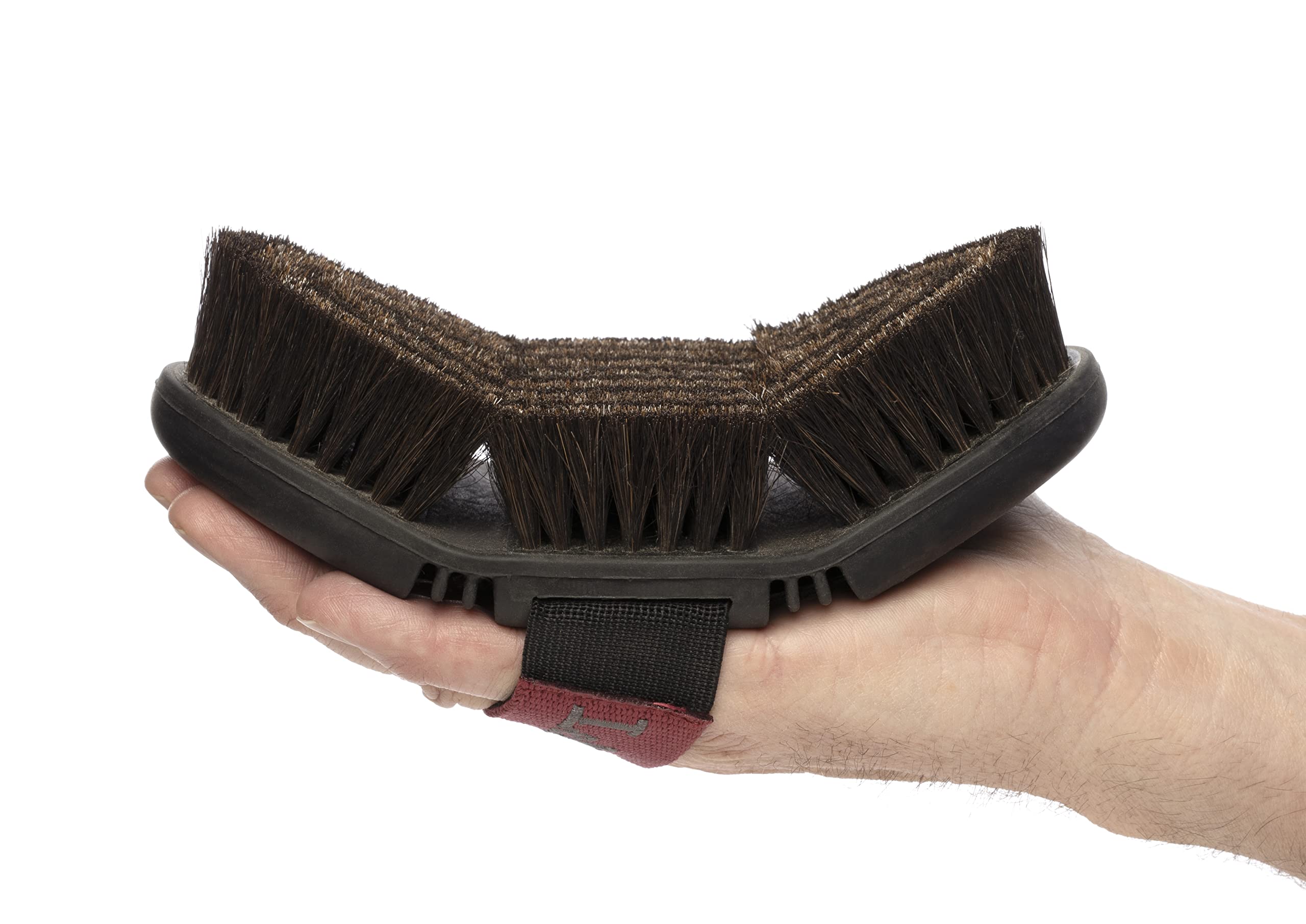 LeMieux Flexi Hair Body Brush for Horses - Black - Natural Bristles - Ergonomic Shape - One Size