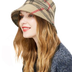 DOCILA Bucket Hat for Women Stylish Plaid Sun Protection Hats Foldable Checks Fisherman Cap Casual Sombrero De Copa Femme Fashionable Bob Visor Hat