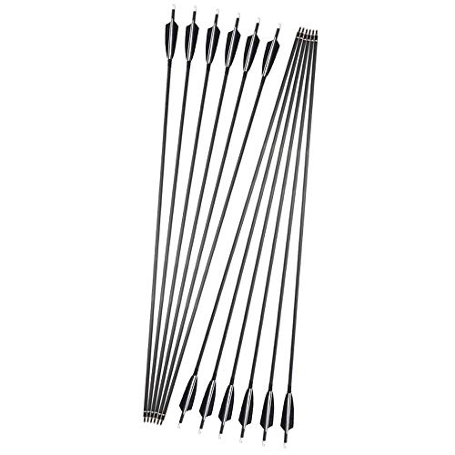 AMEYXGS 6/12pcs Carbon Arrows 34inch Practice Arrow with True Feathers and Detachable Arrow Tips 500 Spine Shooting Practice Arrows for Compound Bow Recurve Bow (12pcs)