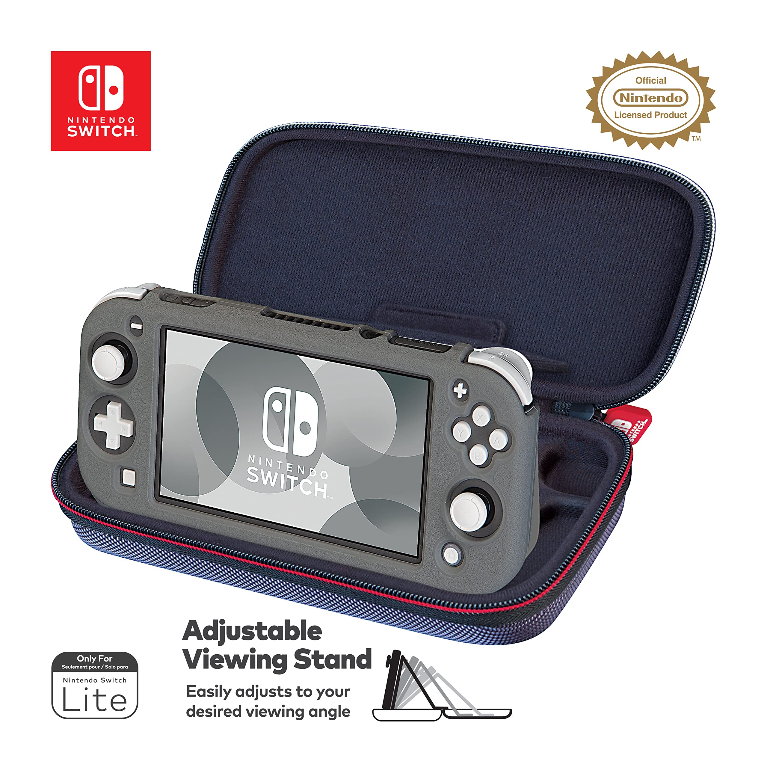 Game Traveler Nintendo Switch Lite Case - Switch Lite Carrying Case for Switch Lite, Hard Travel Case, Adjustable Viewing Stand, Bonus Game Case & Deluxe Carry Handle, Licensed Nintendo Game case