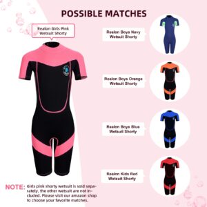 REALON Shorty Wetsuit Kids for Boys/Girls Shorty Baby One Piece Wet Suit 2mm Neoprene Wet Suit Shorty Back Zipper 3t to 12t Toddler/Infant Swimsuit for Surfing Snorkeling Swimming