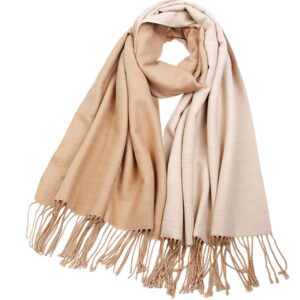 GERUNSI Cashmere Scarf Women Oversized Pashmina Large Warm Shawls Wraps 2 Tone Solid Color for Autumn Winter 78"x27"