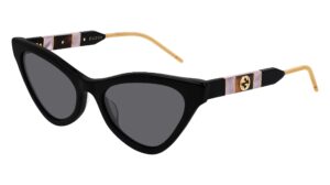 gucci women's sophisticated web cat eye sunglasses, black/black/grey, one size