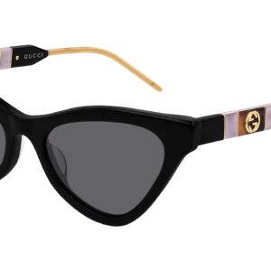 Gucci Women's Sophisticated Web Cat Eye Sunglasses, Black/Black/Grey, One Size