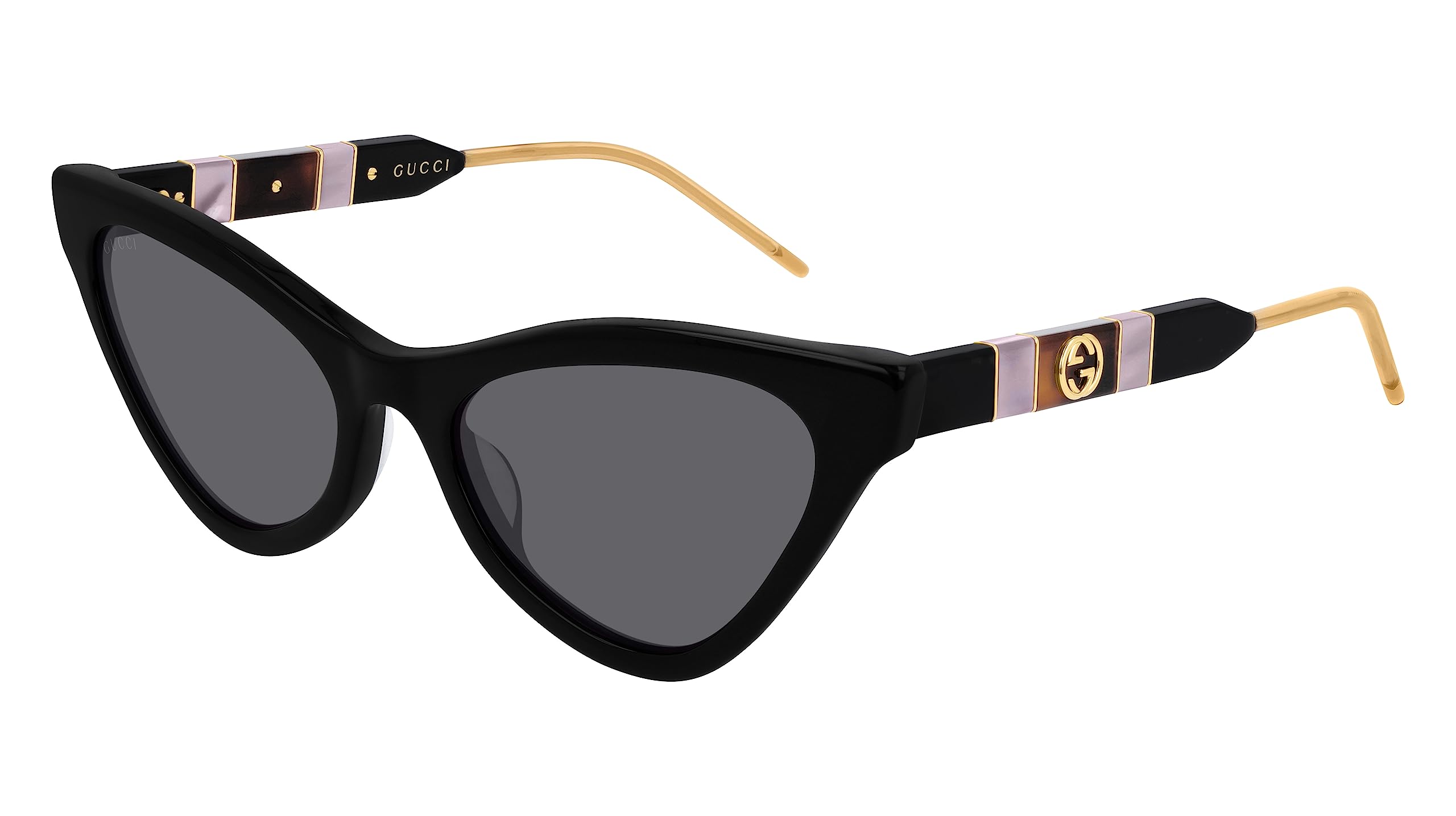 Gucci Women's Sophisticated Web Cat Eye Sunglasses, Black/Black/Grey, One Size