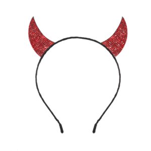 zitulry halloween headbands for women rhinestone devil horns headband crystal cat ears headband hairwear for girls (devil horns headband)