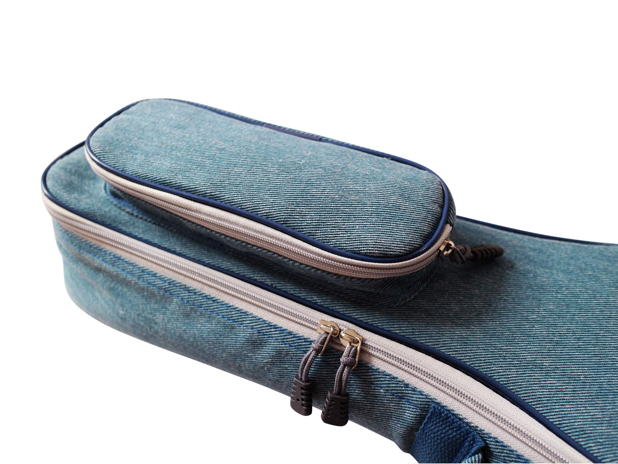 MUSIC FIRST Original Design 0.6" (15mm) Thick Padded Vintage Style Jeans Cloth/Denim Baritone Ukulele Case, Ukulele Bag (30"~31")