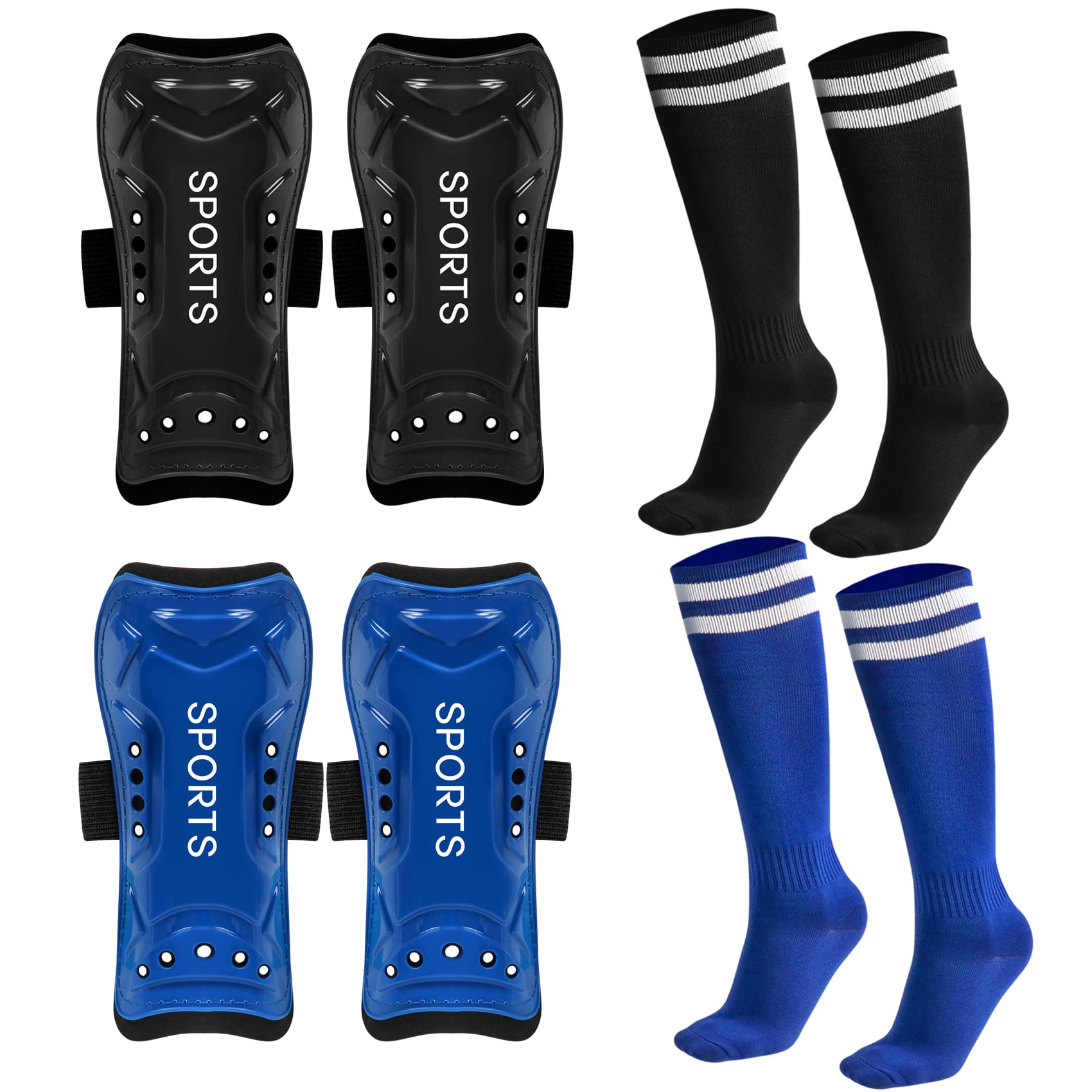 Soccer Shin Guards, 2 Pair Youth Soccer Shin Pads, Breathable and Lightweight Child Calf Protective Gear Soccer Equipment for 3-15 Years Old Boys Girls Toddler Kids Teenagers