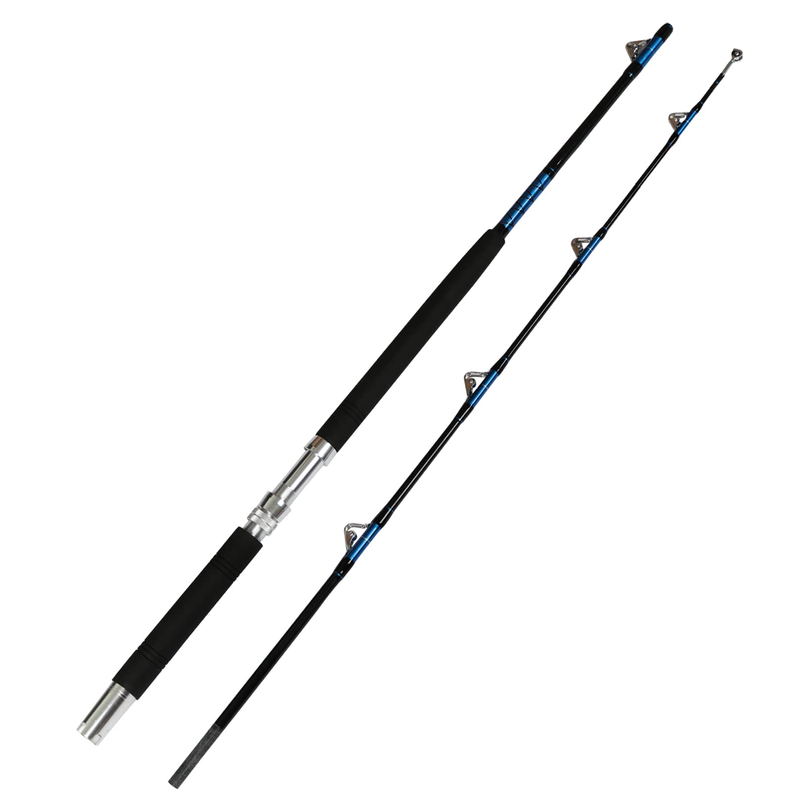 Fiblink Saltwater Offshore Heavy Trolling Fishing Rod Big Game Conventional Boat Fishing Roller Rod Pole with All Roller Guides (2-Piece,6-Feet,30-50lb)