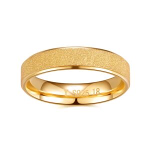 AVECON 18k Gold Plated Sterling Silver Matte Finish Scrub Ring for Women Size 7