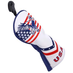 PLUSKER Golf Club Head Cover USA Flag and Eagle Pattern for Fairway Wood Patriotic Headcover