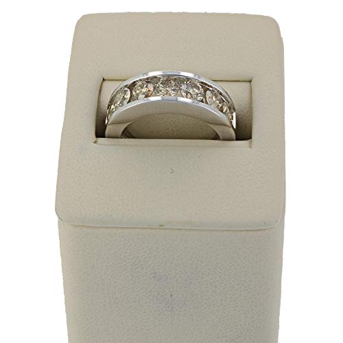 VIR JEWELS 1.50 cttw Champagne Diamond Wedding Band for Women in 14K White Gold 7 Stones Channel Set I1-I2, Size 6