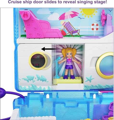 Polly Pocket Playset, Travel Toy with 2 Micro Dolls & Water Play Accessories, Pocket World Sweet Sails Cruise Ship Compact