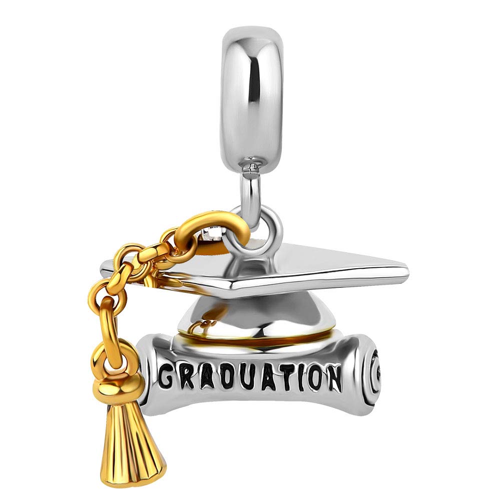 LovelyCharms Graduation Hat Cap Scroll College School Charm Bead for Bracelet