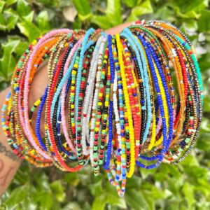 Tuoshei 12 Pieces Summer Jewelry Waist Bead Set Colorful Waist Bead Belly Bead African Waist Bead Body Chain Beaded Belly Chain Bikini Jewelry for Woman Girl (12PCS style7) (style 1)