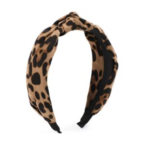 leopard print headband for women girls, wide knotted bow headbands leopard print headband cheetah hairband hair accessories head band wrap