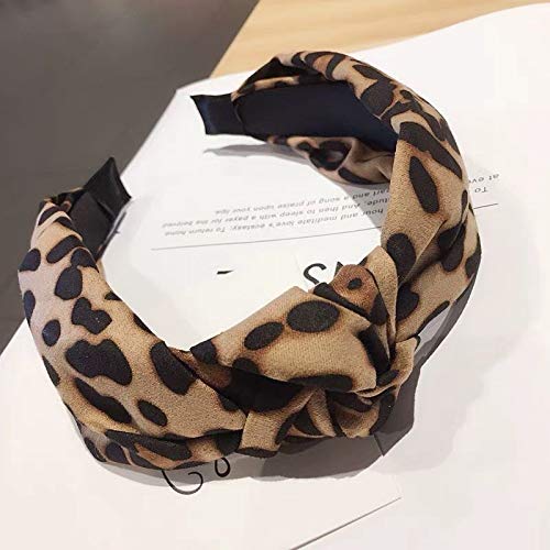 Leopard Print Headband for Women Girls, Wide Knotted Bow Headbands Leopard Print Headband Cheetah Hairband Hair Accessories Head Band Wrap